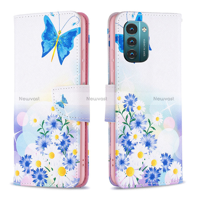 Leather Case Stands Fashionable Pattern Flip Cover Holder B01F for Nokia G11