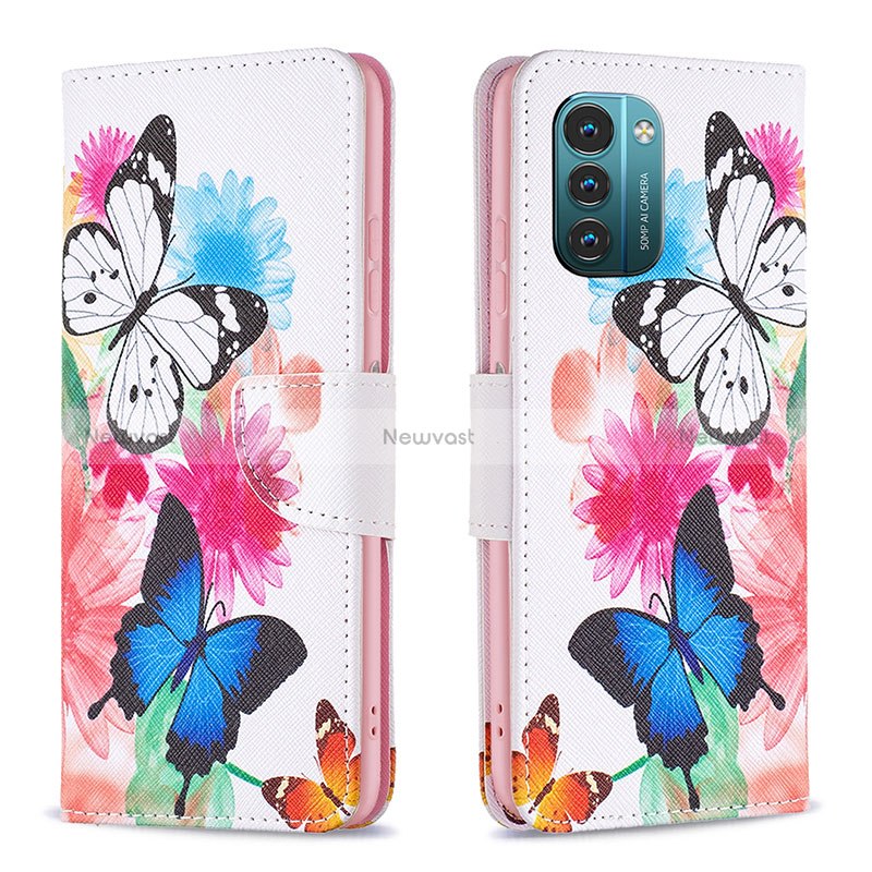 Leather Case Stands Fashionable Pattern Flip Cover Holder B01F for Nokia G11