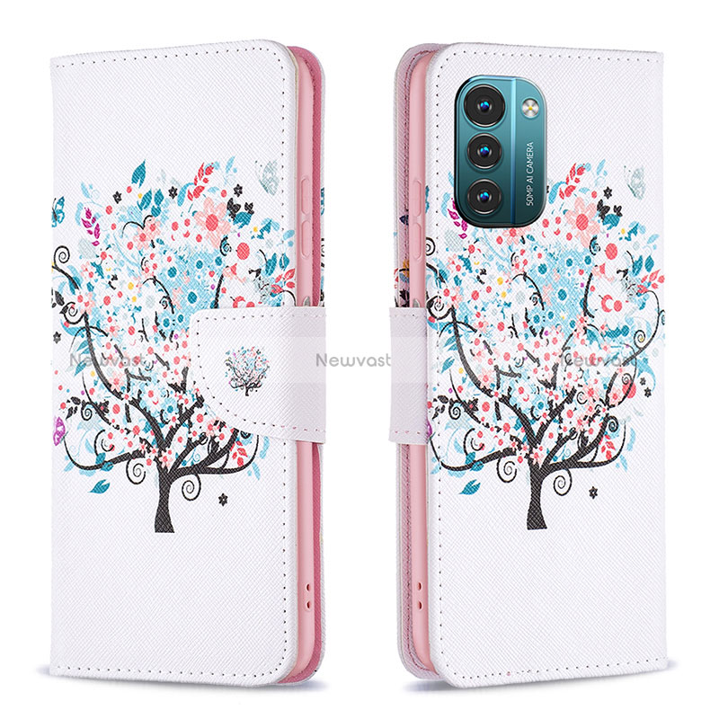 Leather Case Stands Fashionable Pattern Flip Cover Holder B01F for Nokia G11