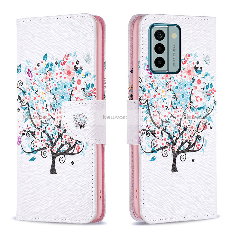 Leather Case Stands Fashionable Pattern Flip Cover Holder B01F for Nokia G22 White