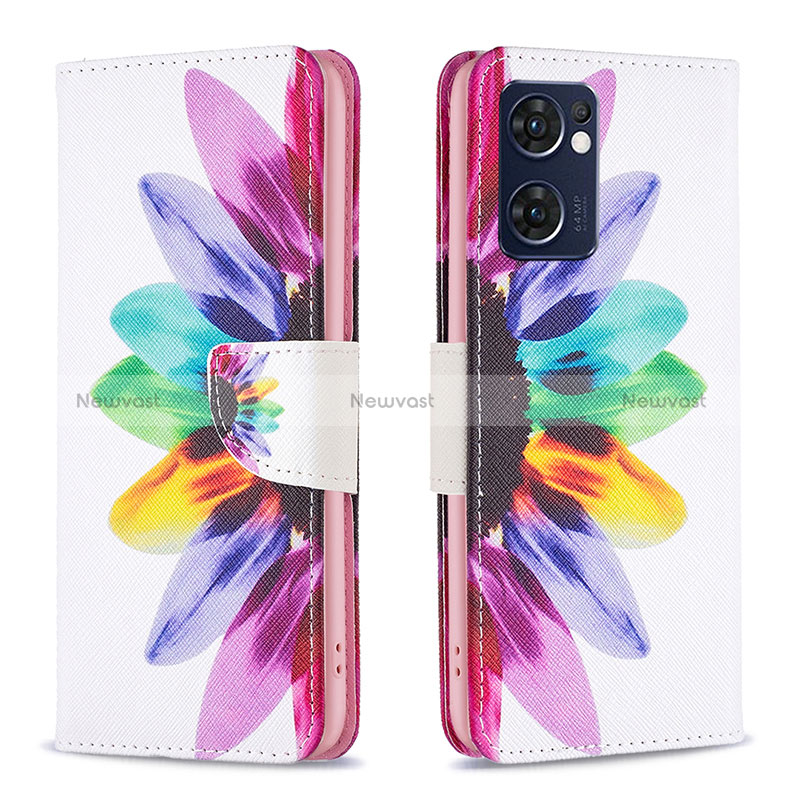 Leather Case Stands Fashionable Pattern Flip Cover Holder B01F for OnePlus Nord CE 2 5G Mixed