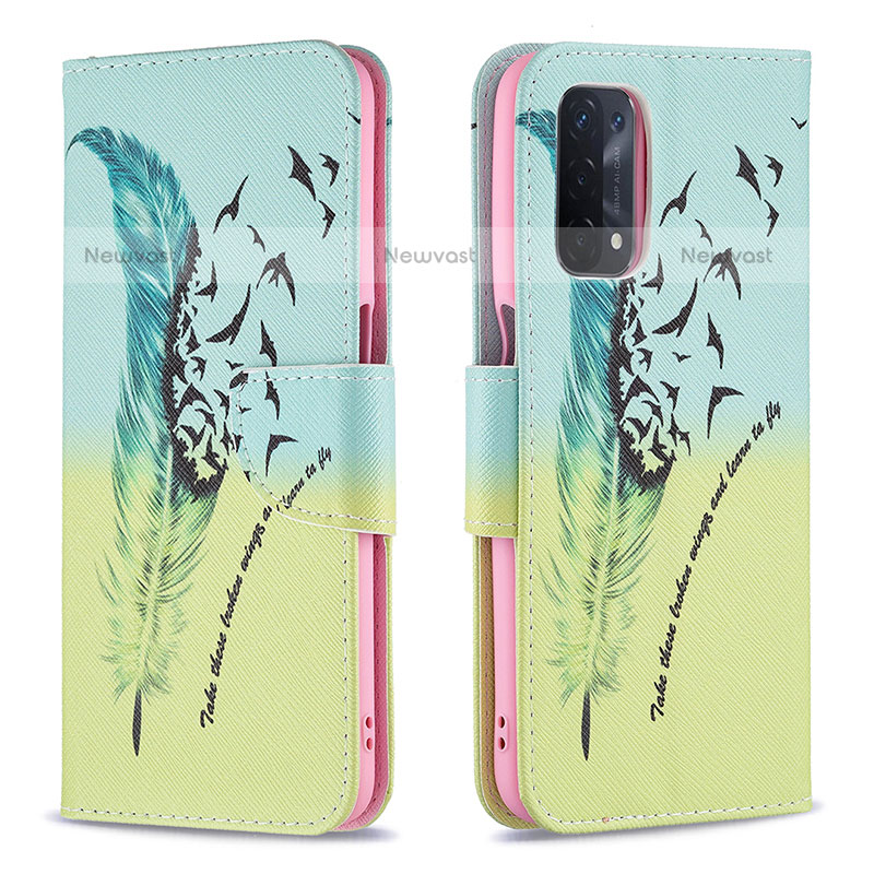 Leather Case Stands Fashionable Pattern Flip Cover Holder B01F for OnePlus Nord N200 5G