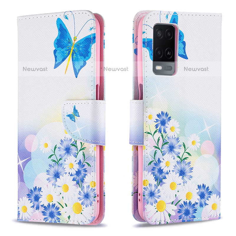 Leather Case Stands Fashionable Pattern Flip Cover Holder B01F for Oppo A54 4G