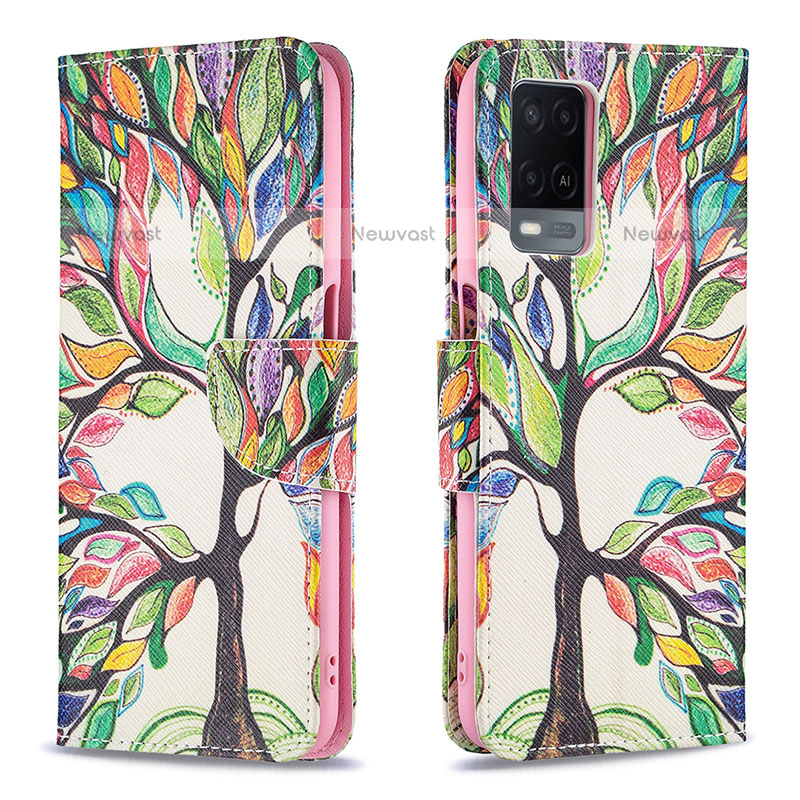 Leather Case Stands Fashionable Pattern Flip Cover Holder B01F for Oppo A54 4G