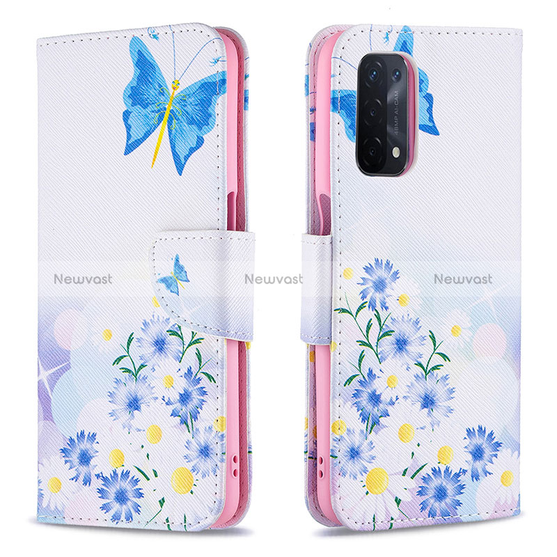 Leather Case Stands Fashionable Pattern Flip Cover Holder B01F for Oppo A54 5G