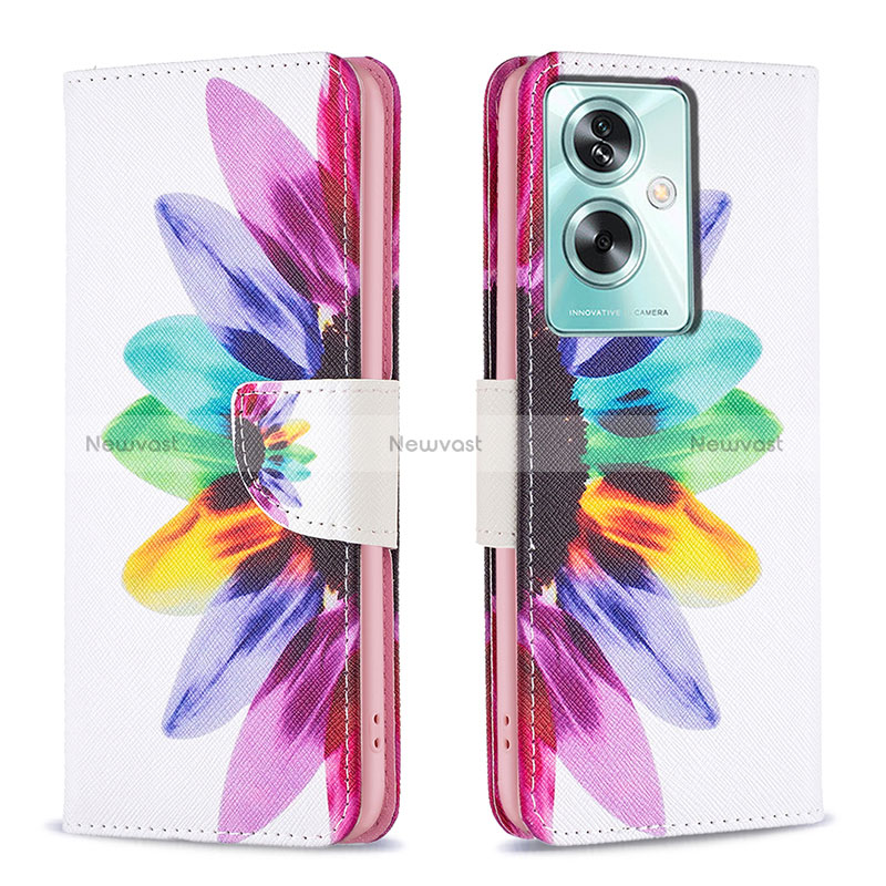 Leather Case Stands Fashionable Pattern Flip Cover Holder B01F for Oppo A79 5G