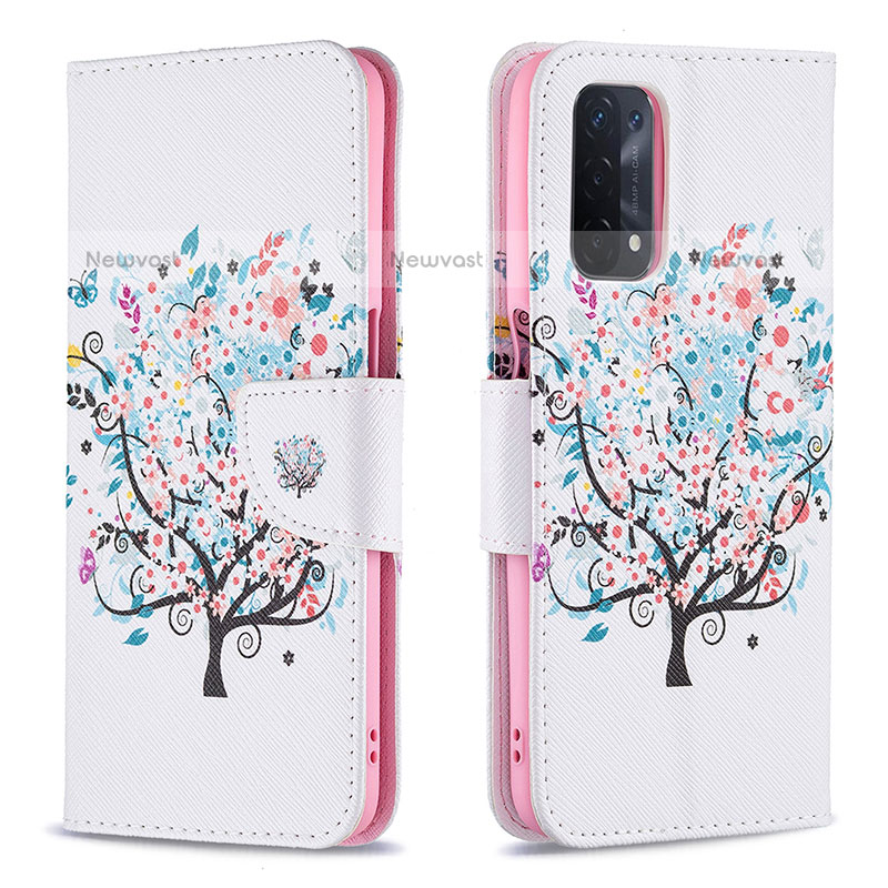 Leather Case Stands Fashionable Pattern Flip Cover Holder B01F for Oppo A93 5G