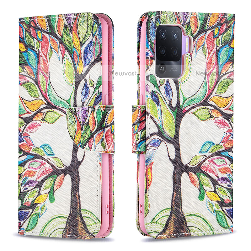 Leather Case Stands Fashionable Pattern Flip Cover Holder B01F for Oppo A94 4G