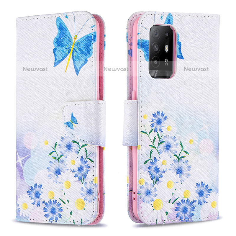 Leather Case Stands Fashionable Pattern Flip Cover Holder B01F for Oppo A95 5G