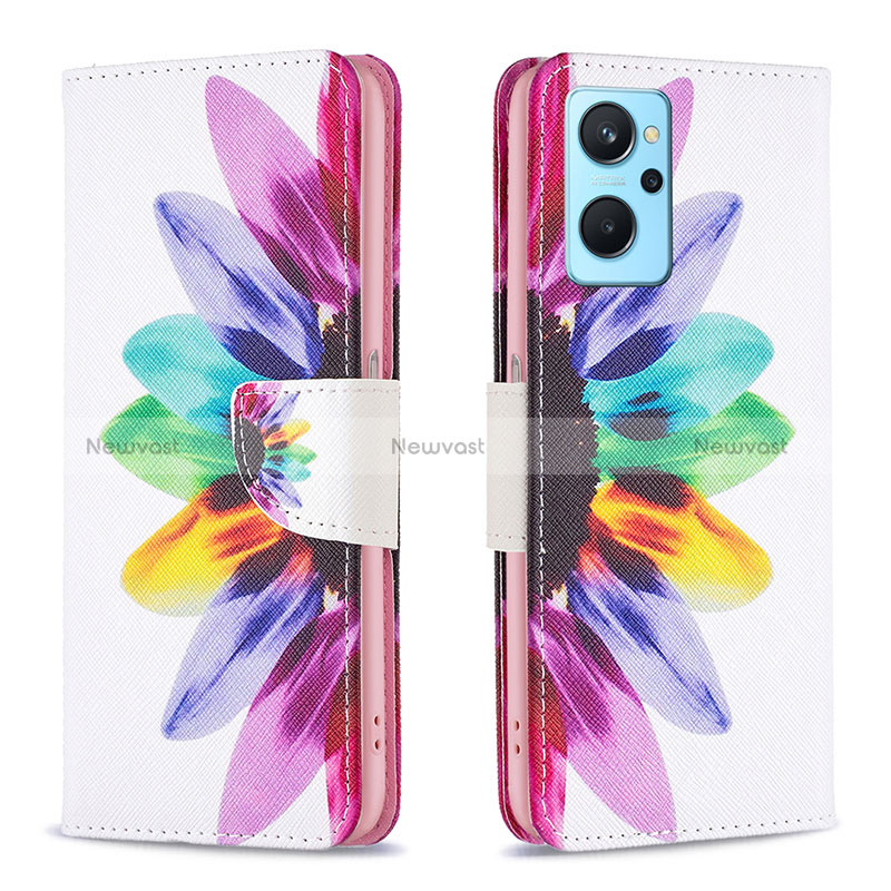 Leather Case Stands Fashionable Pattern Flip Cover Holder B01F for Oppo A96 4G