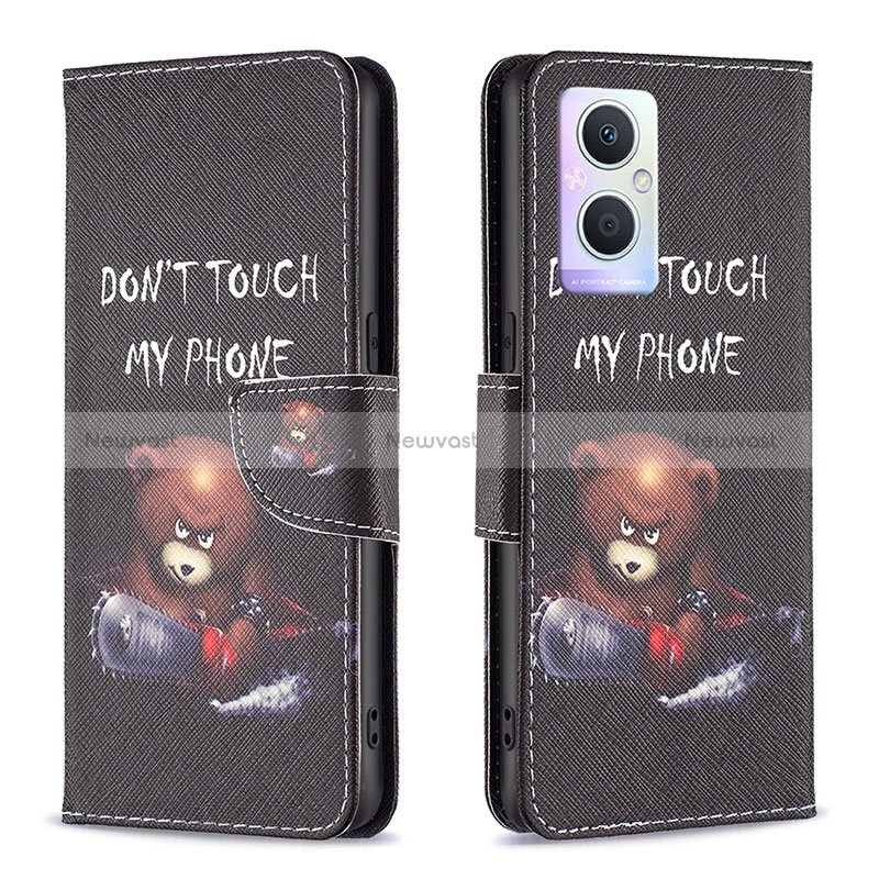 Leather Case Stands Fashionable Pattern Flip Cover Holder B01F for Oppo A96 5G