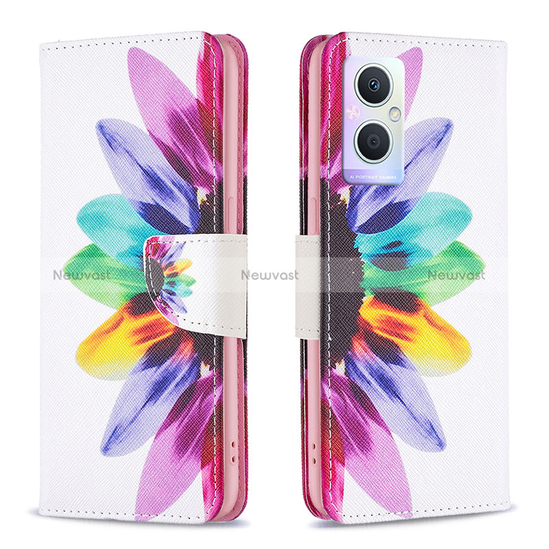 Leather Case Stands Fashionable Pattern Flip Cover Holder B01F for Oppo A96 5G