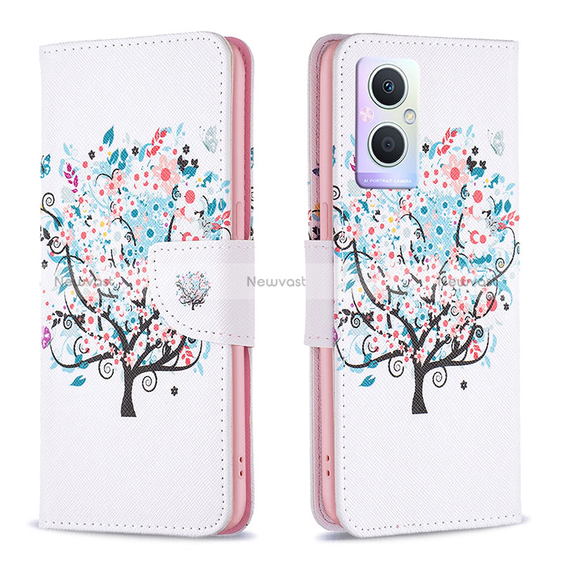 Leather Case Stands Fashionable Pattern Flip Cover Holder B01F for Oppo A96 5G