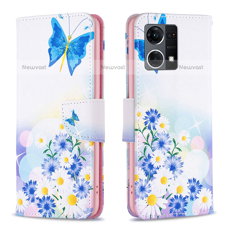 Leather Case Stands Fashionable Pattern Flip Cover Holder B01F for Oppo F21 Pro 4G