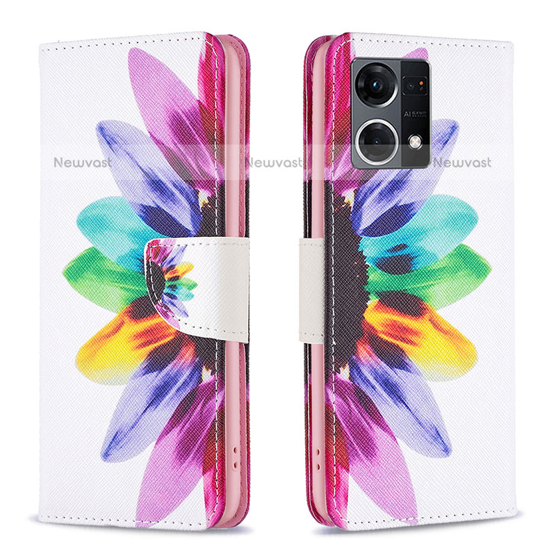 Leather Case Stands Fashionable Pattern Flip Cover Holder B01F for Oppo F21 Pro 4G Mixed