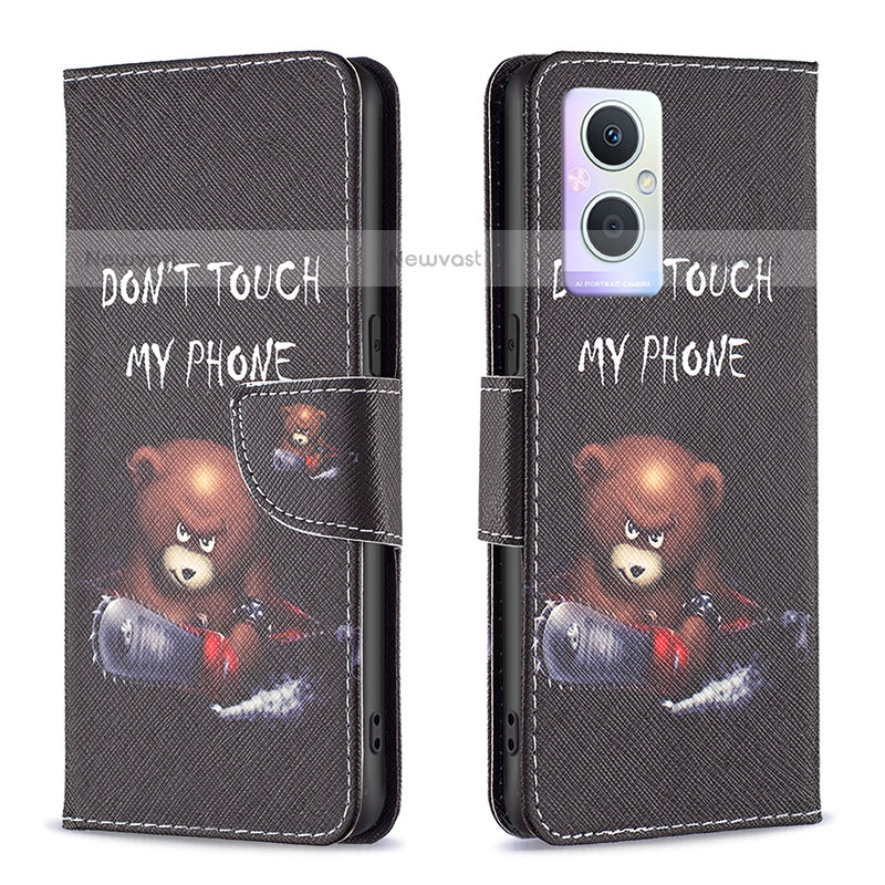 Leather Case Stands Fashionable Pattern Flip Cover Holder B01F for Oppo F21 Pro 5G
