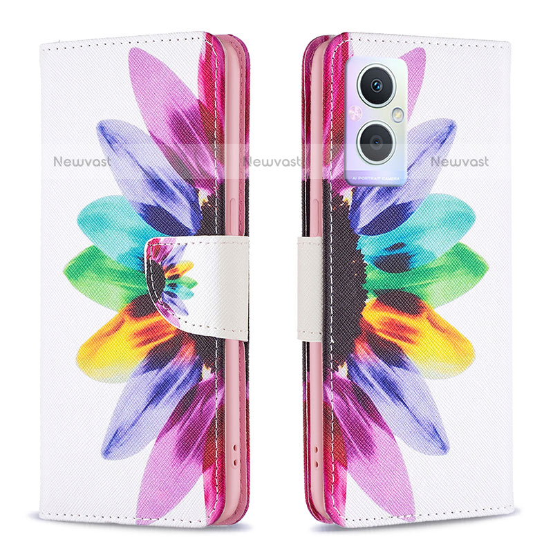 Leather Case Stands Fashionable Pattern Flip Cover Holder B01F for Oppo F21 Pro 5G