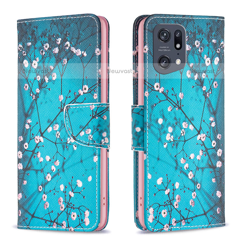 Leather Case Stands Fashionable Pattern Flip Cover Holder B01F for Oppo Find X5 Pro 5G