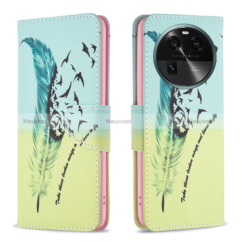 Leather Case Stands Fashionable Pattern Flip Cover Holder B01F for Oppo Find X6 5G