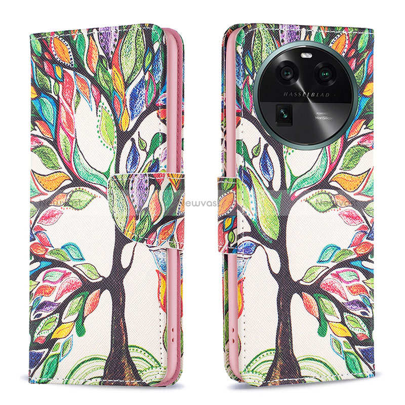 Leather Case Stands Fashionable Pattern Flip Cover Holder B01F for Oppo Find X6 Pro 5G