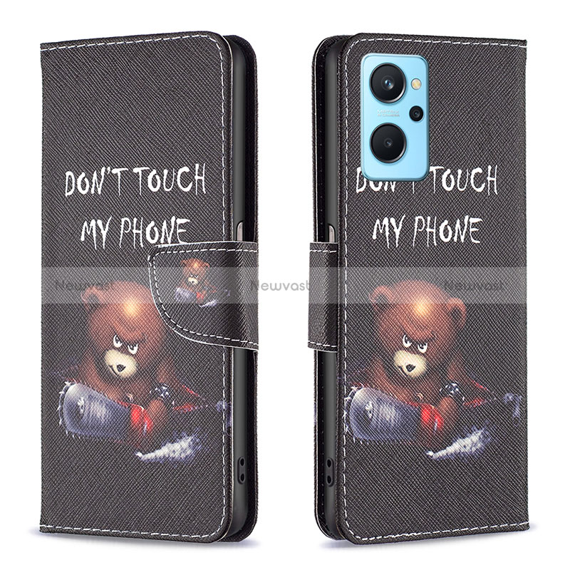 Leather Case Stands Fashionable Pattern Flip Cover Holder B01F for Oppo K10 4G