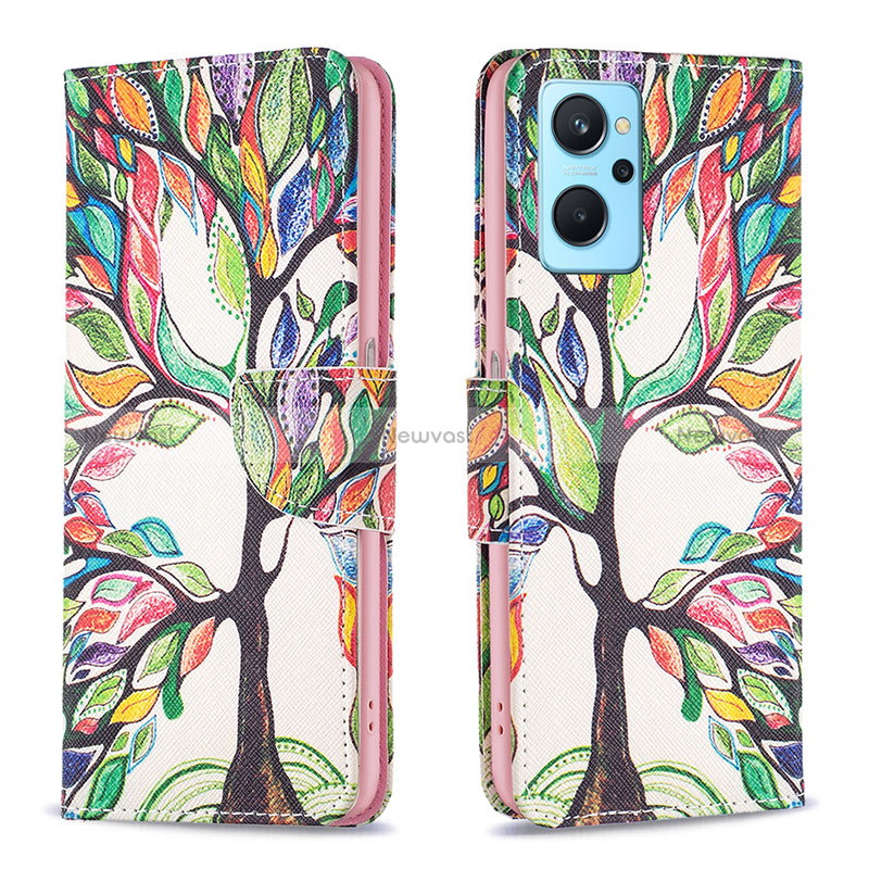 Leather Case Stands Fashionable Pattern Flip Cover Holder B01F for Oppo K10 4G