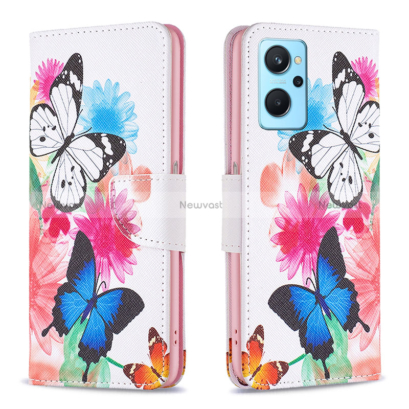 Leather Case Stands Fashionable Pattern Flip Cover Holder B01F for Oppo K10 4G Colorful