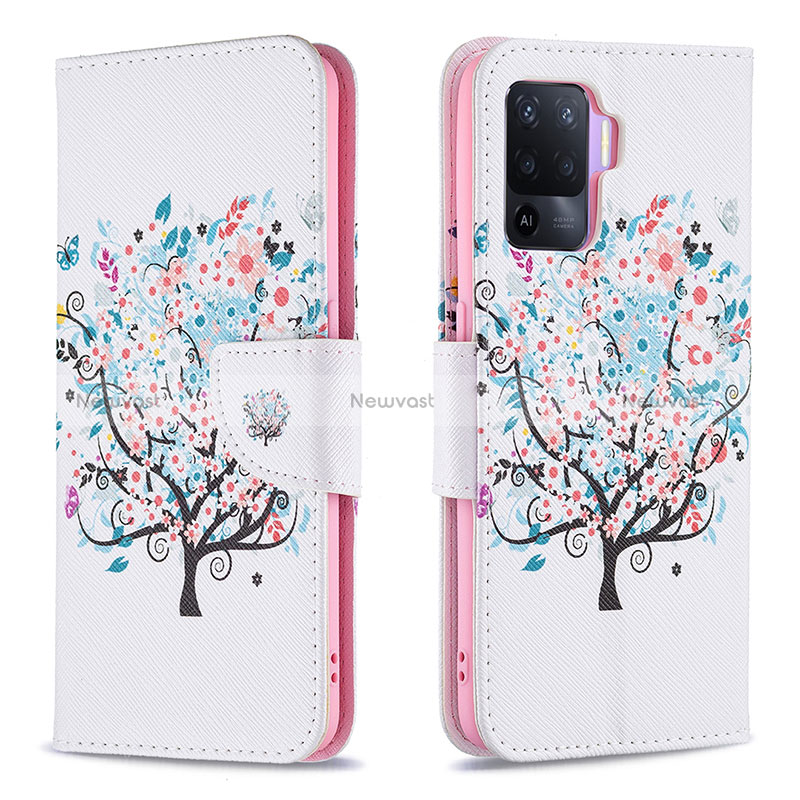 Leather Case Stands Fashionable Pattern Flip Cover Holder B01F for Oppo Reno5 F