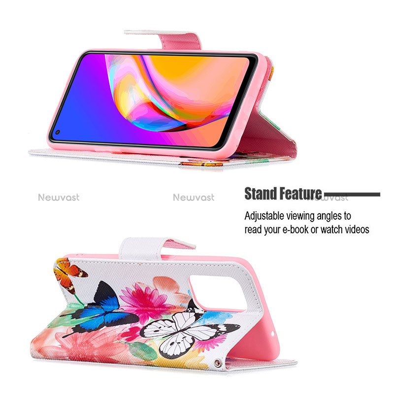 Leather Case Stands Fashionable Pattern Flip Cover Holder B01F for Oppo Reno5 Z 5G