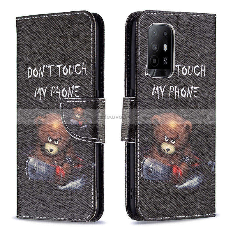 Leather Case Stands Fashionable Pattern Flip Cover Holder B01F for Oppo Reno5 Z 5G