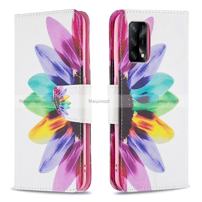 Leather Case Stands Fashionable Pattern Flip Cover Holder B01F for Oppo Reno6 Lite Mixed