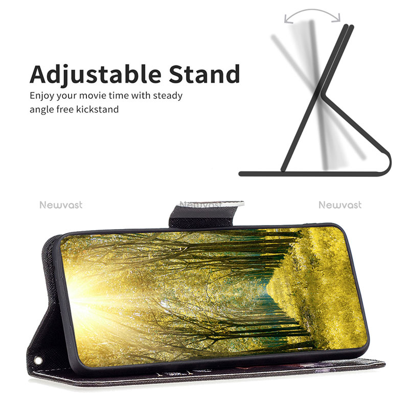 Leather Case Stands Fashionable Pattern Flip Cover Holder B01F for Oppo Reno7 5G