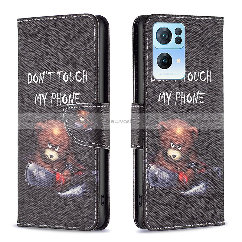 Leather Case Stands Fashionable Pattern Flip Cover Holder B01F for Oppo Reno7 Pro 5G