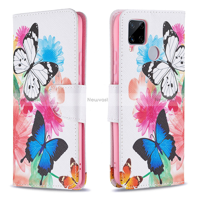 Leather Case Stands Fashionable Pattern Flip Cover Holder B01F for Realme 7i RMX2193 Colorful