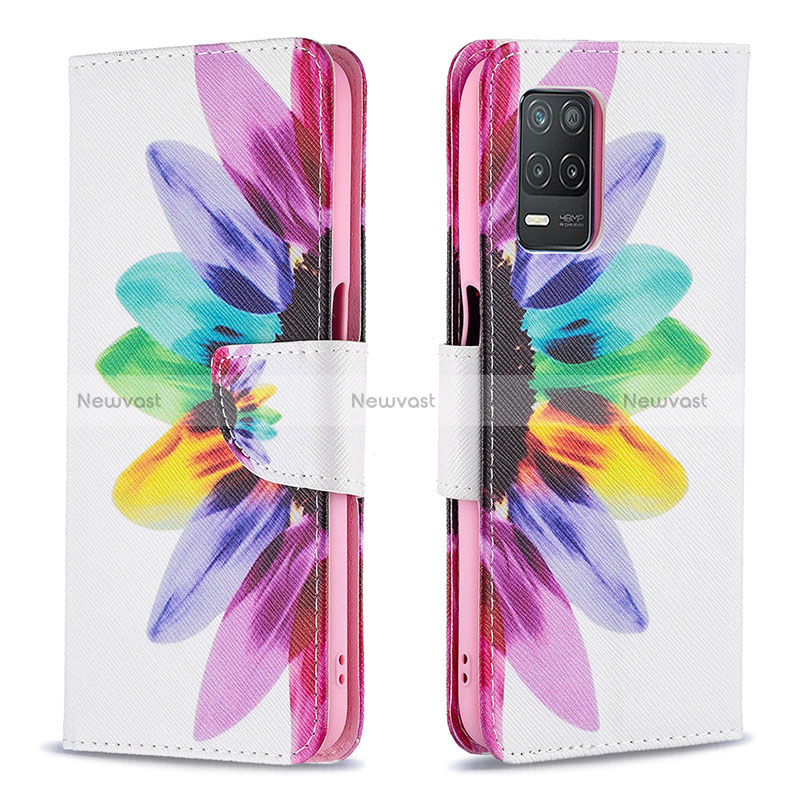 Leather Case Stands Fashionable Pattern Flip Cover Holder B01F for Realme 8 5G