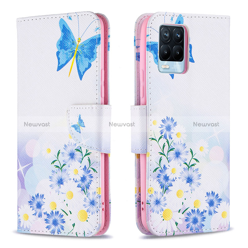 Leather Case Stands Fashionable Pattern Flip Cover Holder B01F for Realme 8 Pro