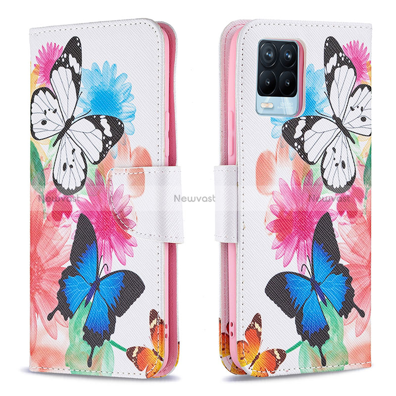 Leather Case Stands Fashionable Pattern Flip Cover Holder B01F for Realme 8 Pro