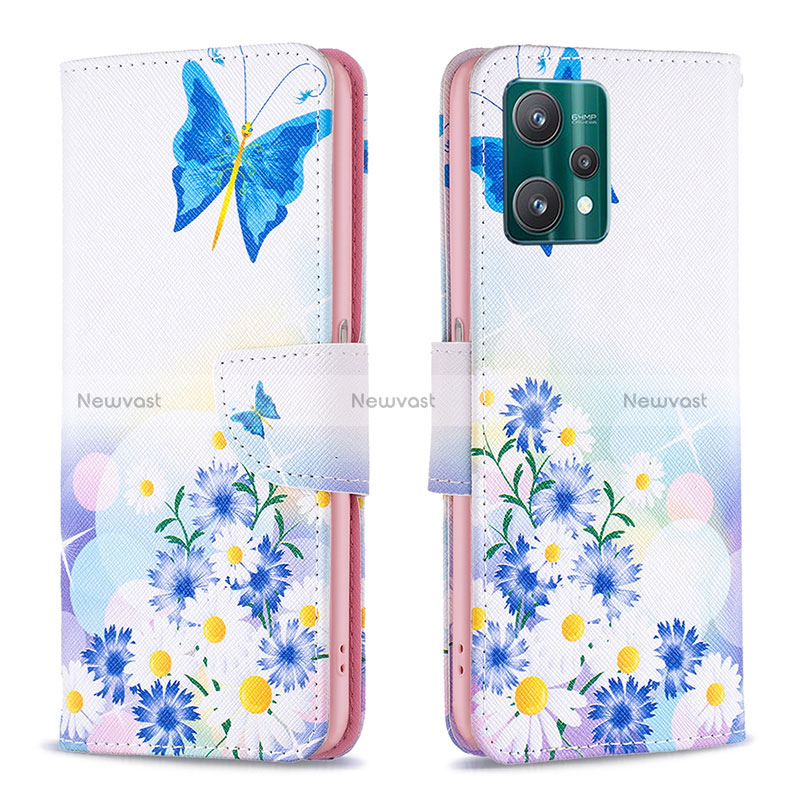 Leather Case Stands Fashionable Pattern Flip Cover Holder B01F for Realme 9 5G