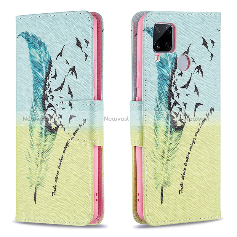 Leather Case Stands Fashionable Pattern Flip Cover Holder B01F for Realme C12