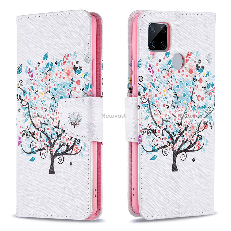 Leather Case Stands Fashionable Pattern Flip Cover Holder B01F for Realme C12