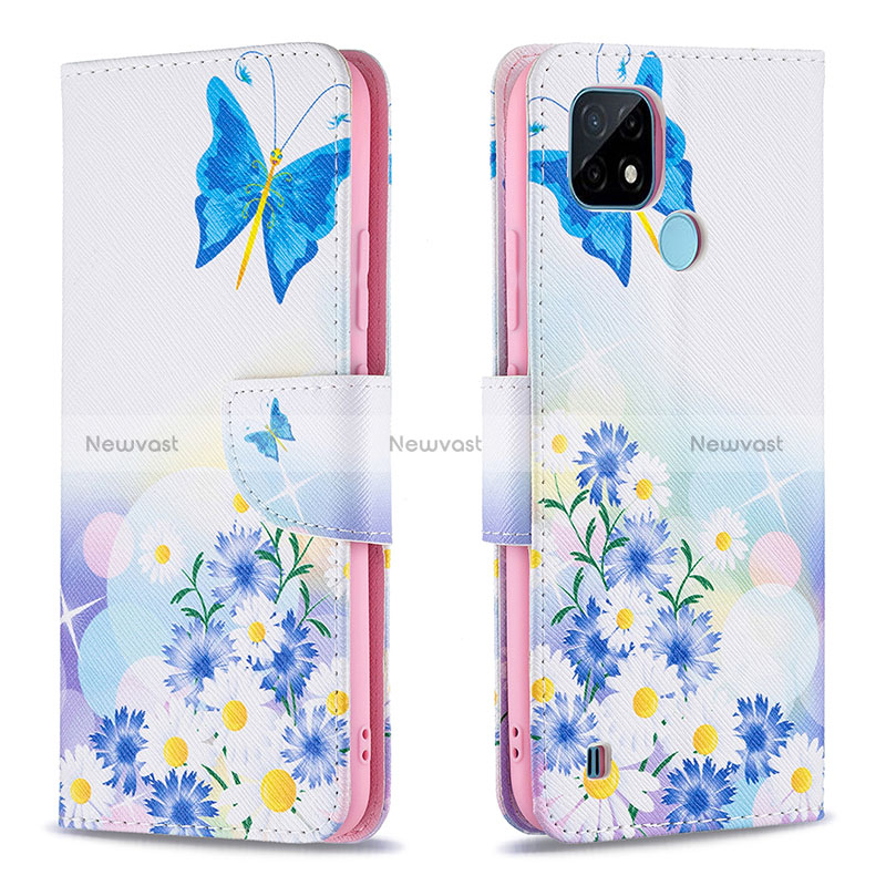 Leather Case Stands Fashionable Pattern Flip Cover Holder B01F for Realme C21