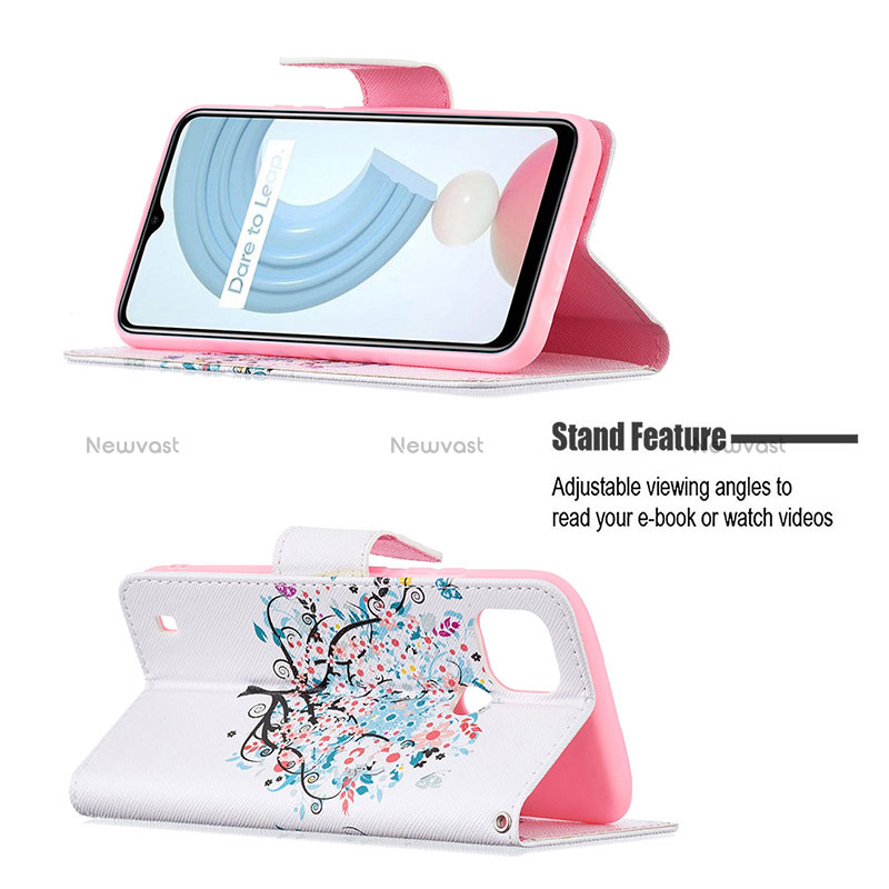 Leather Case Stands Fashionable Pattern Flip Cover Holder B01F for Realme C21