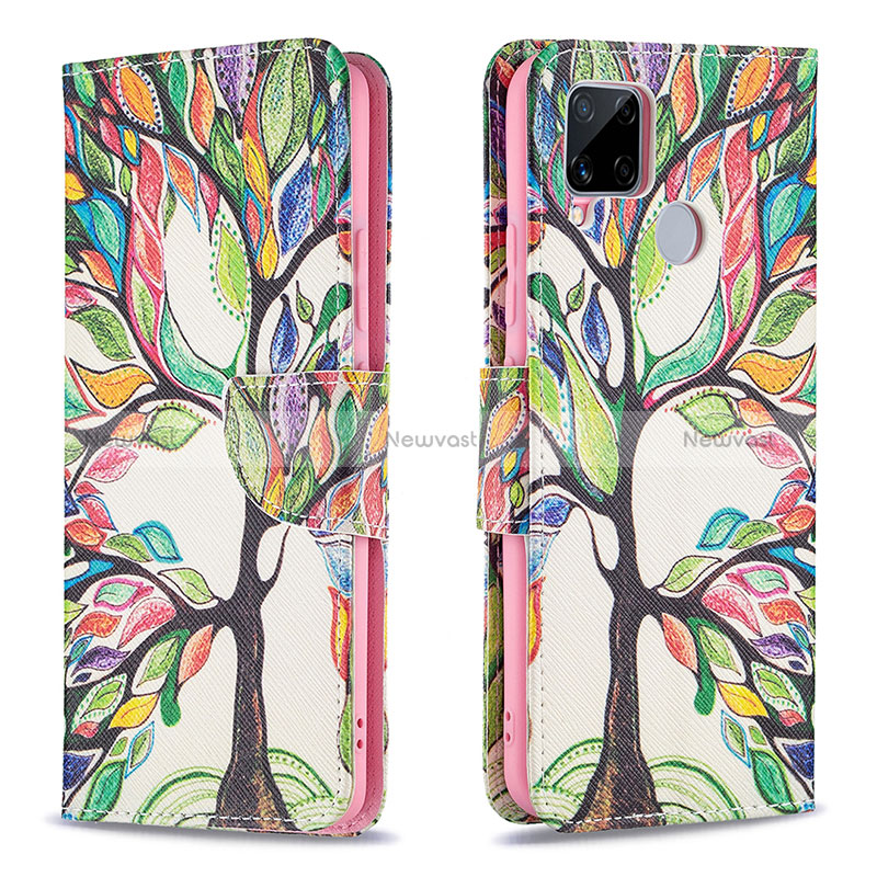 Leather Case Stands Fashionable Pattern Flip Cover Holder B01F for Realme C25