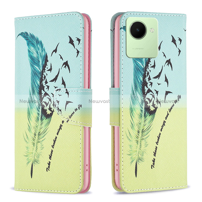 Leather Case Stands Fashionable Pattern Flip Cover Holder B01F for Realme C30