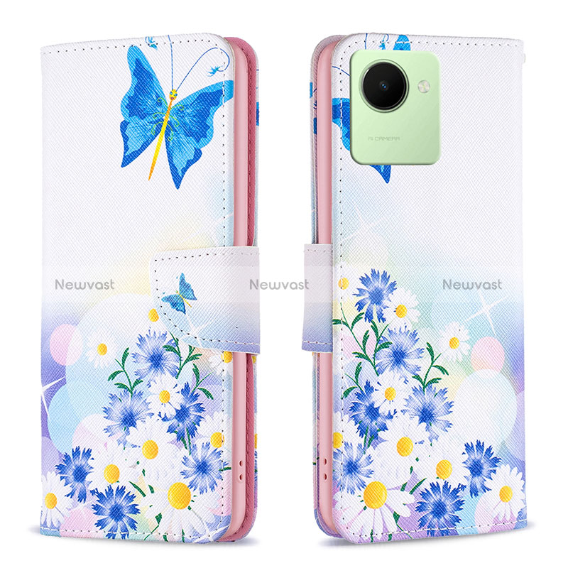 Leather Case Stands Fashionable Pattern Flip Cover Holder B01F for Realme C30