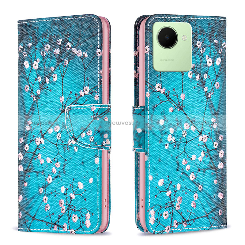 Leather Case Stands Fashionable Pattern Flip Cover Holder B01F for Realme C30