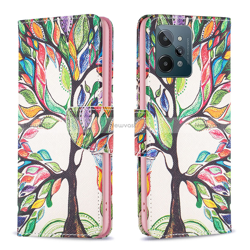 Leather Case Stands Fashionable Pattern Flip Cover Holder B01F for Realme C31