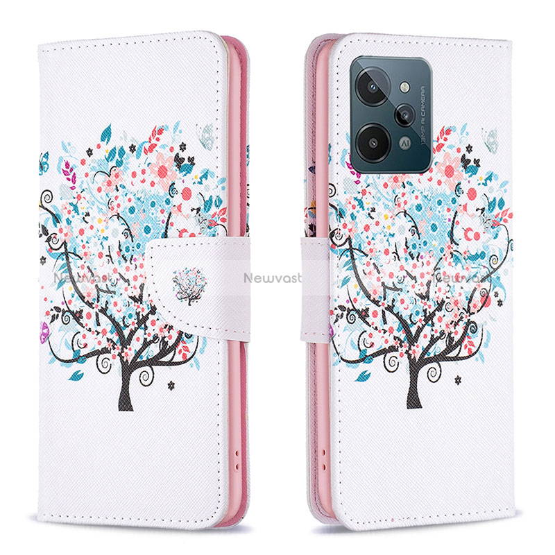 Leather Case Stands Fashionable Pattern Flip Cover Holder B01F for Realme C31