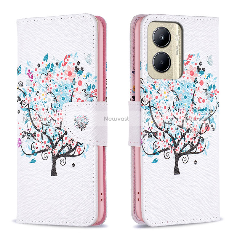 Leather Case Stands Fashionable Pattern Flip Cover Holder B01F for Realme C33 (2023)