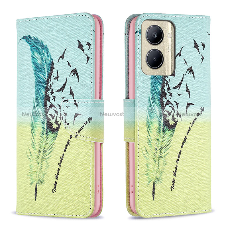 Leather Case Stands Fashionable Pattern Flip Cover Holder B01F for Realme C33 (2023)